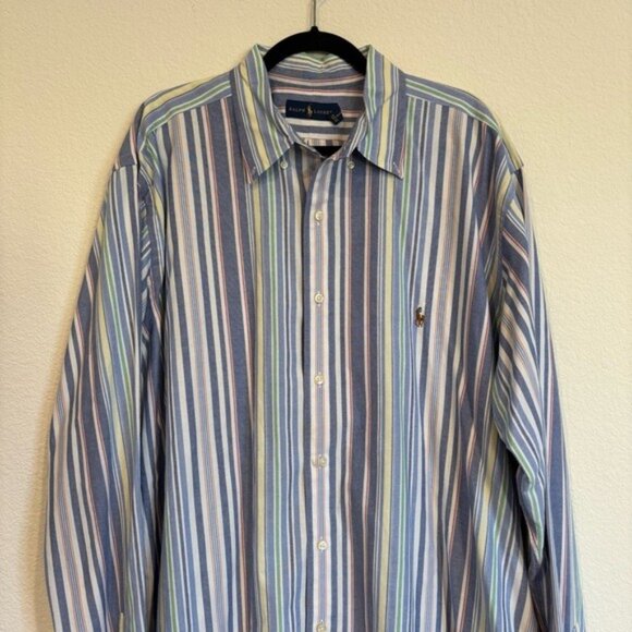 Ralph Lauren Mens Striped Pony Embroidered Button Down Shirt Size XLT - Picture 2 of 6